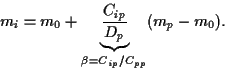 \begin{displaymath}
m_i = m_0 + \underbrace{\frac{C_{ip}}{D_p}}_{\beta=C_{ip}/C_{pp}}(m_p-m_0).
\end{displaymath}