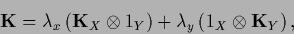 \begin{displaymath}
{{\bf K}} = \lambda_x \left( {{\bf K}}_X\otimes 1_Y \right)
+ \lambda_y \left( 1_X\otimes {{\bf K}}_Y \right) ,
\end{displaymath}
